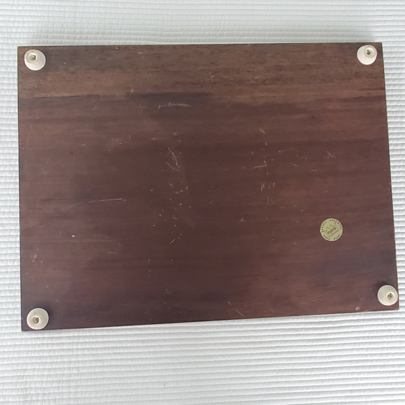 Cheese Cracker Board Imperial MCM Floral Mod Hand Carved Hard Wood Japan 14.5" - Picture 8 of 9